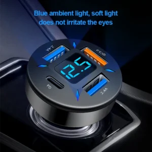 66W 4 Ports USB Car Charger Fast Charging PD Quick Charge 3.0 USB C Car Phone Charger Adapter For Xiaomi Samsung iPhone 13 12