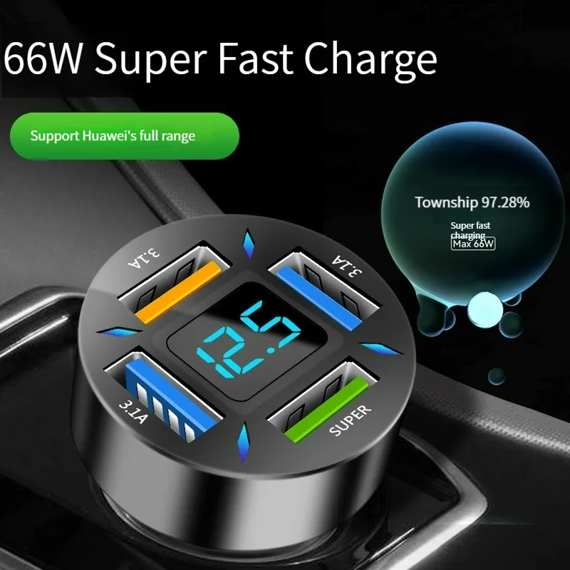 66W 4 Ports USB Car Charger Fast Charging PD Quick Charge 3.0 USB C Car Phone Charger Adapter For Xiaomi Samsung iPhone 13 12 - Image 2